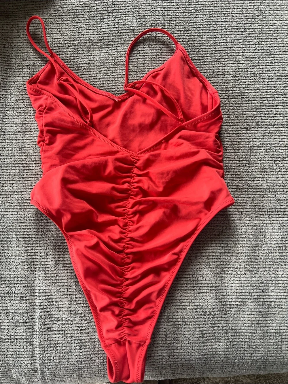 PacSun Red Ruched One-Piece Swimsuit with Thin Straps